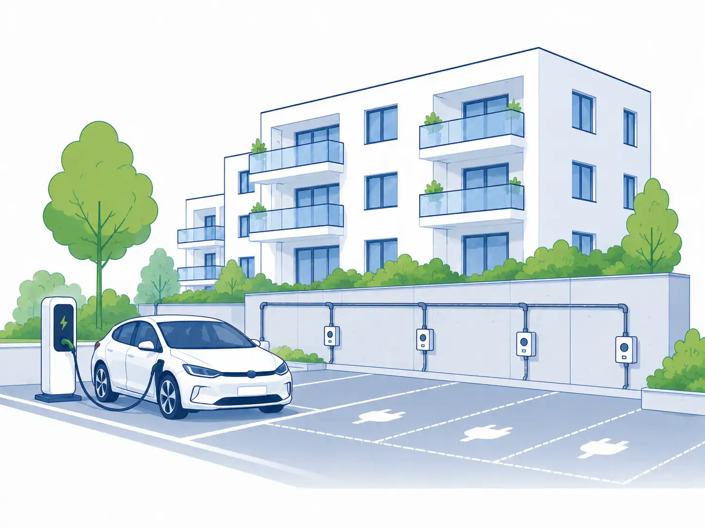 Ladeinfrastruktur für Wohnungswirtschaft & WEG vorbereitete stellplätze